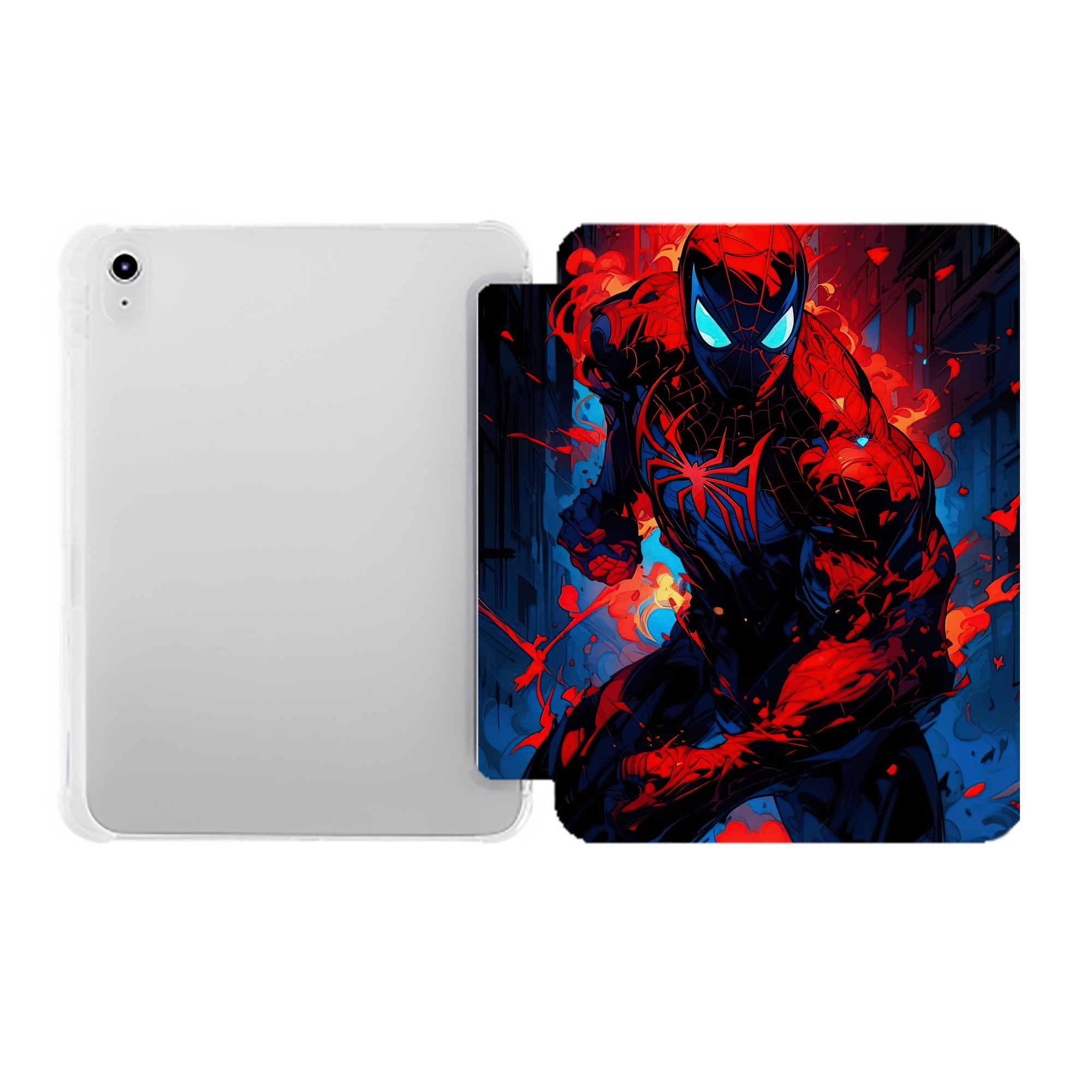 （画像用） Spider Man スパイダーマン IPad ケース ペン収納付き 三つ折りスタンド PUレザー×シリコン 対応機種9.5/10.5/10.9インチ